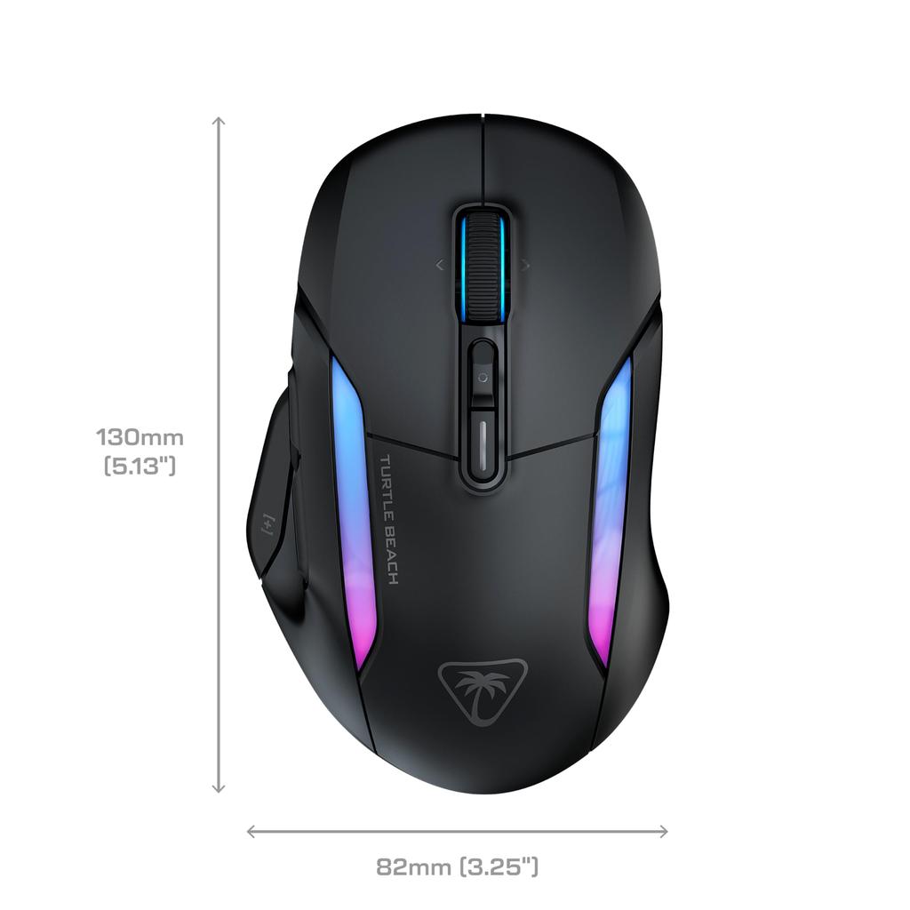 TURTLE BEACH Kone II Air Black Gaming 26K DPI Macro Clutch Ergonomic Design Warranty Mouse, Multi-Button Wireless, 2.4G/Bluetooth, 650IPS, MMO/RTS,