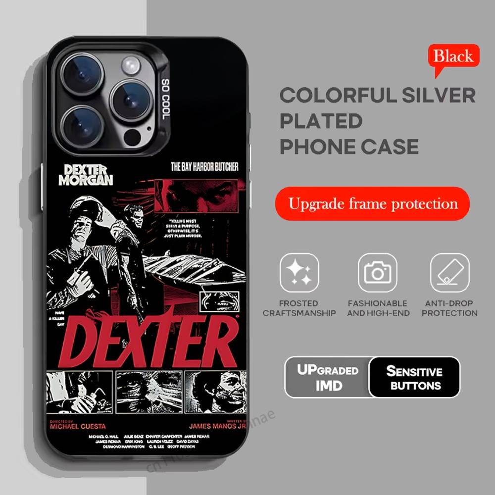 Custodia per Telefono Dexter Morgan Per iPhone 17,16,15,14,13,12,11,Pro,Max,Plus,Mini,X,XS,XR,8,S,SE Morbida Nera