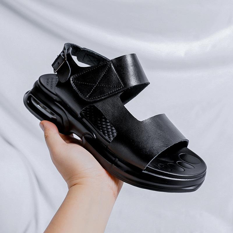 

Сандалии мужские летние мужские повседневные пляжные туфли мужские сандалии на толстой подошве из мягкой кожи с одним словом 3403-R 38 чёрный