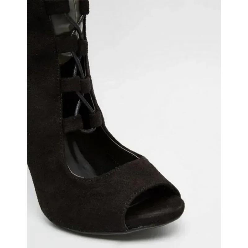 Women Boot Over The Knee Bohemian Strap Sandals Stiletto Sexy Fish Mouth Cross Strap Hollow Out High Quality Women Shoes