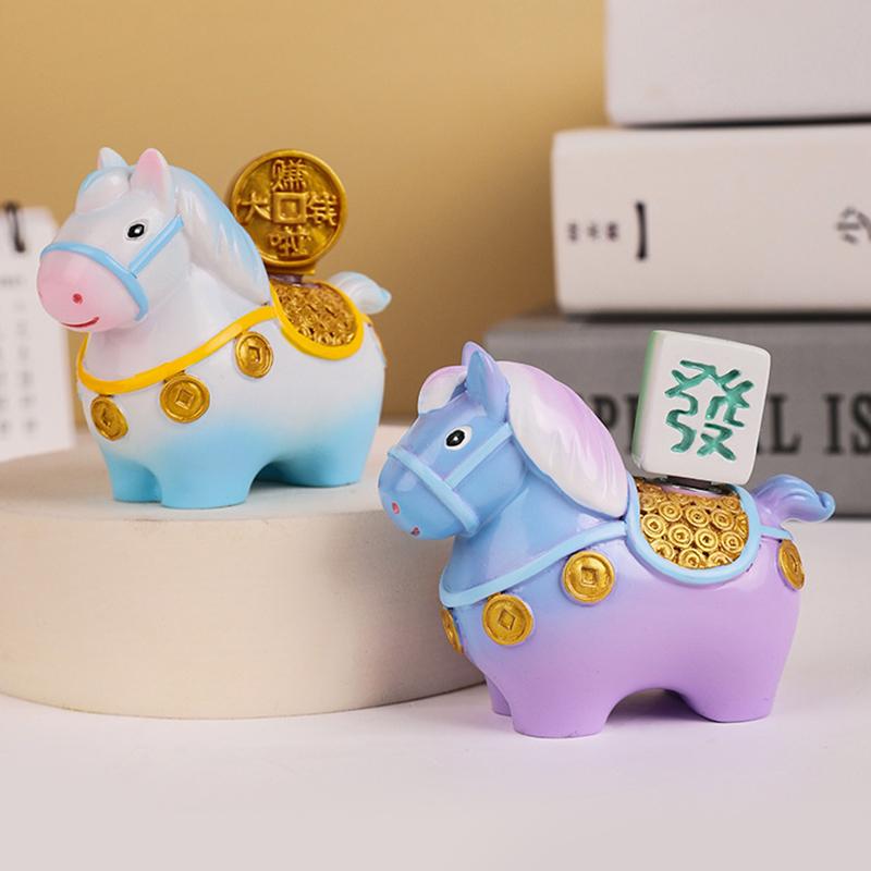Zodiac Horse Ornaments Handcrafted Year Of The Horse Resin Cartoon Horse Statue Diy Craft