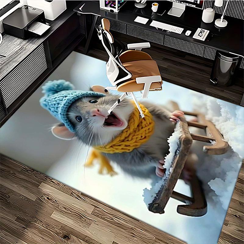 1pc Anime Cartoon Design Winter Hat Mouse Chair Mat - Festive Gift for Office Chairs, Living Room, Bedroom, Game Room & Dormitory - Seasonal Gift.C043