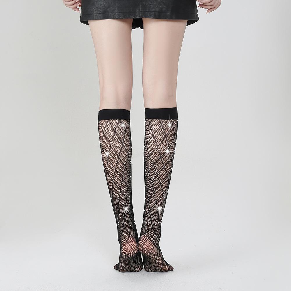 Damensocken weiß Diamant mittellange Socken heiße Diamanten neue Socken einfarbig Heißverkauf