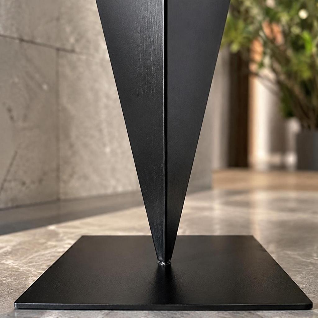 Black Iron Vase Modern Design Triangle Minimalist Style