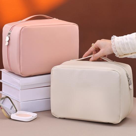 Travel Makeup Bag Portable Open Flat Toiletry Bag Waterproof Large Capacity Cosmetic Organizer for Women Business Trip Vacation Use