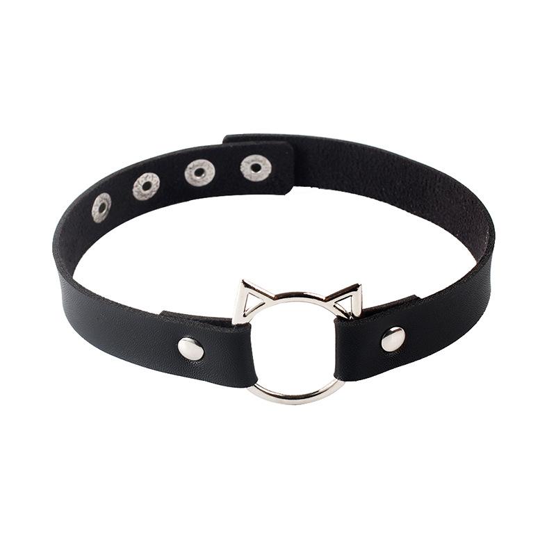 Black Punk Heart Leather Choker, Harajuku Dark Heart Clavicle Neck Band
