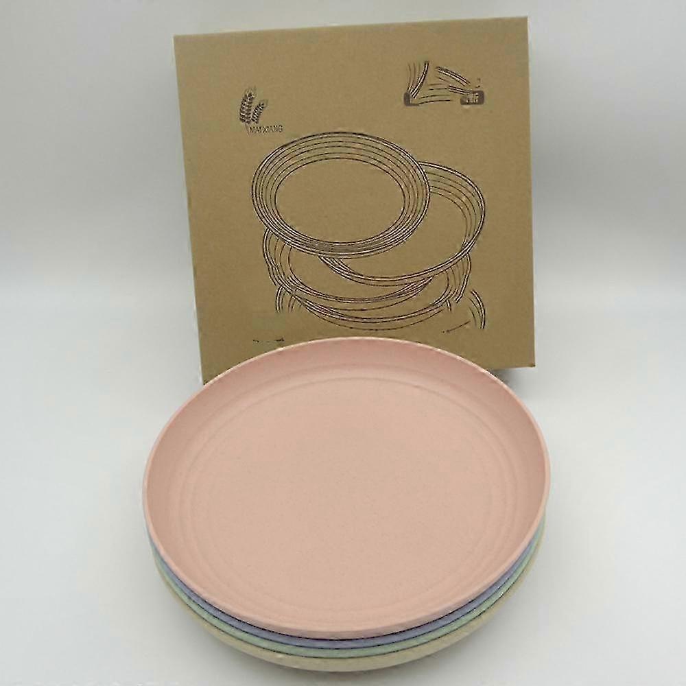 Biodegradable Bamboo Plates in Blue, Green, Pink & Beige, 20cm Diameter, Eco-Friendly Disposable Tableware for Parties & Events
