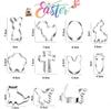 Spring Easter Cookie Cutter Set of 10, Stainless Steel Biscuit Molds Silver, DIY Baking Pastry Tools Kit