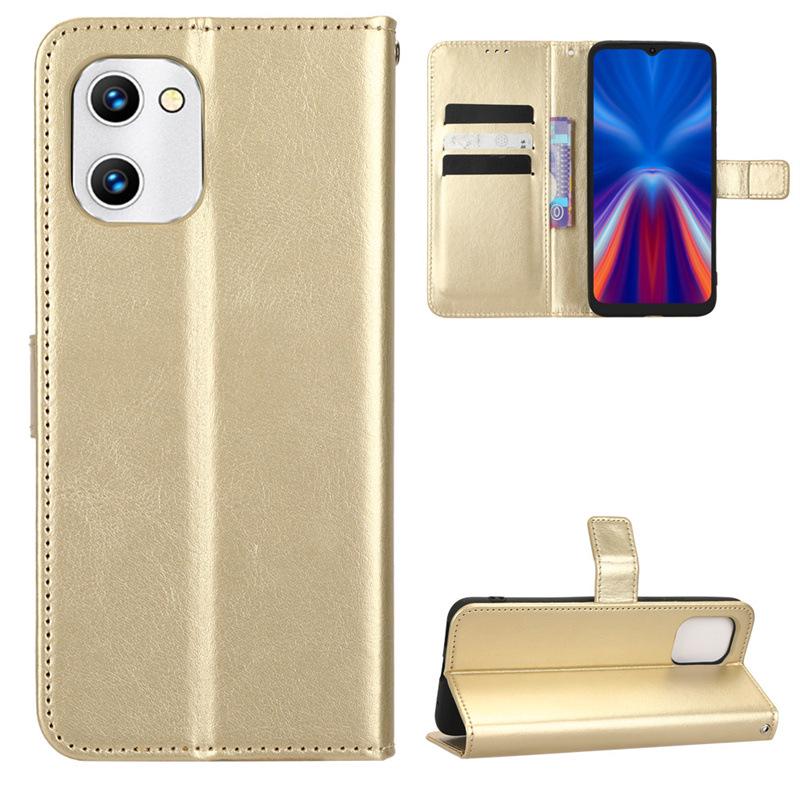 Umi C2 & Umidigi C1 Max Leather Flip Case: Crazy Horse Pattern, Card Slot, Lanyard.