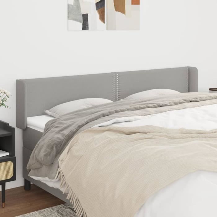 VidaXL Headboard with Ears Light Grey 203x16x78-88 Cm Fabric3118650