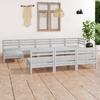 Vidaxl 10-Cz. Garden Lounge Set, White, Pine Wood