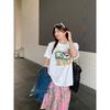 Cartoon Round-neck Printed Short-sleeved T-shirt Perfect for Women, Comfortable and Youthful, Ideal for Casual Wear.
