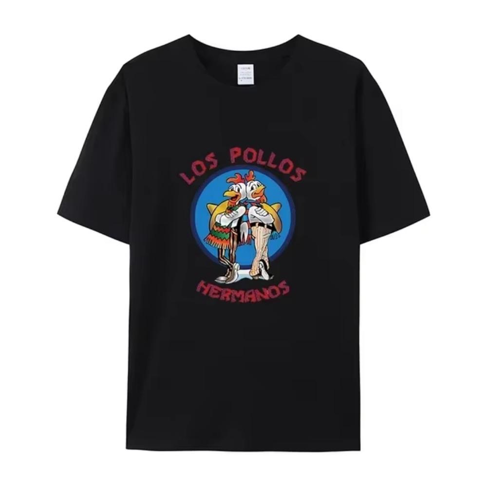 Men's T-shirt LOS POLLOS Hermanos Funny Printed Men Fashion Casual Short Sleeves Cotton Breathable T-shirt Chicken Brothers Tee