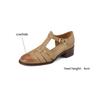 Fashion 2025 New Summer Sandals Split Leather French Retro Woman Shoes Chunky Heel Round Toe Sandals Shoes Handmade Casual Women Pumps