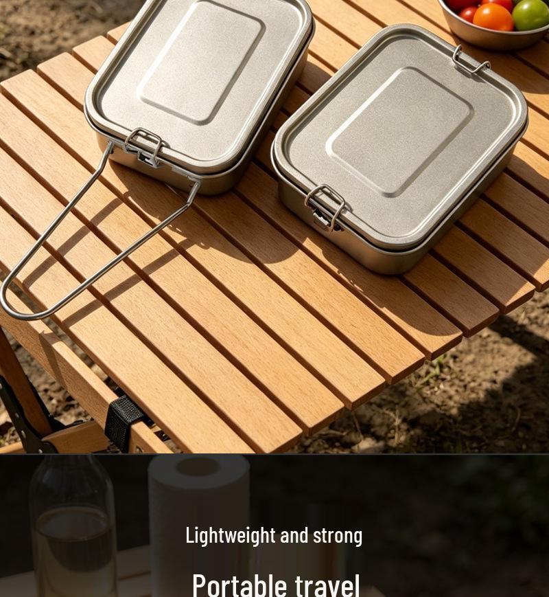 Fiambrera Rectangular Sellada de Titanio Puro para Acampada al Aire Libre y Picnic