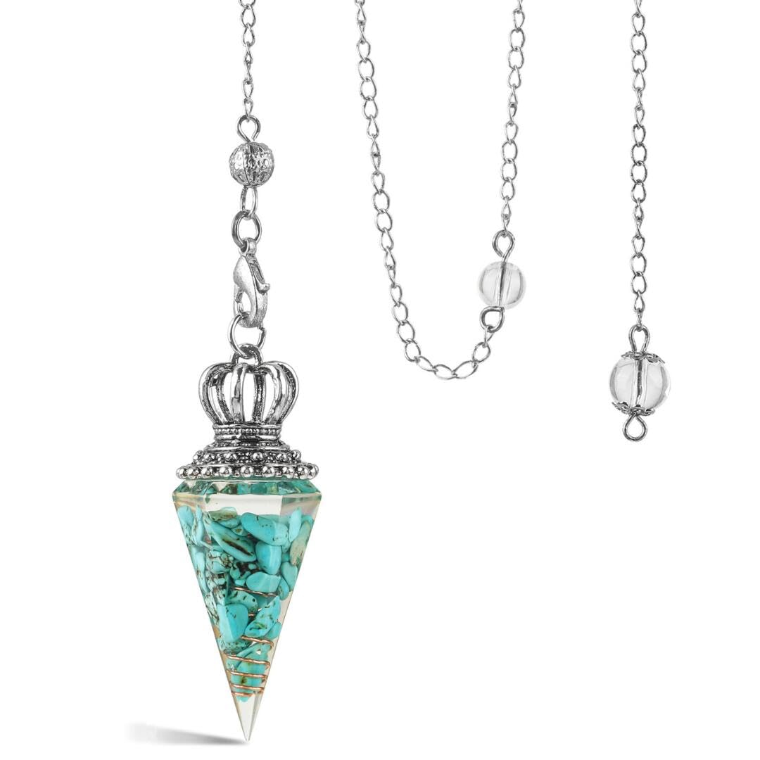 

of Crown Orgonite Pendulum Pendant 2024 Good Luck and Protection Charm [Magic Sedona] (Turquoise) Head,