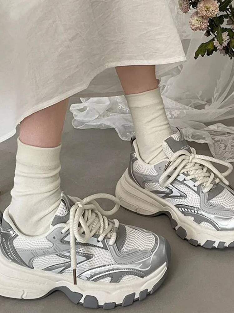 Women Sports Shoes  New Summer Women'S Casual Sneakers Thick Soled Slimming Lightweight Mesh Height Increasing Shoes