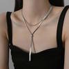Stainless Steel Long Snake Bone Chain Necklace for Women Hip Hop Silver Pull Sweater Chain Necklace Jewelry Gifts