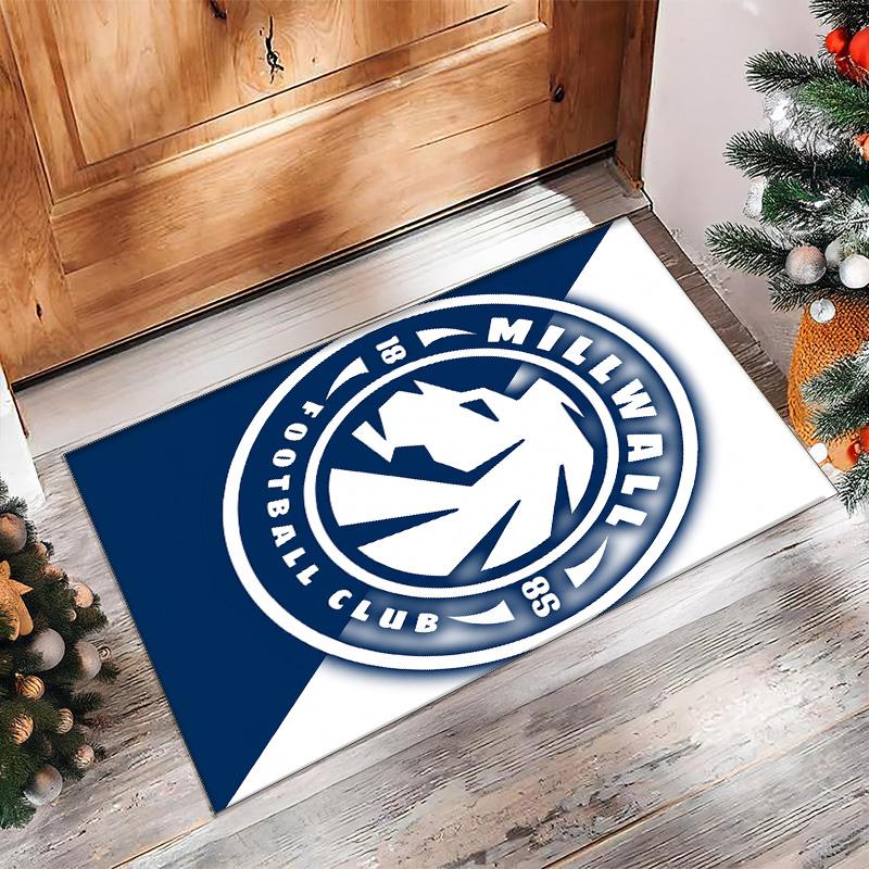 Millwall Football Print Crystal Velvet Rug, Comfortable Water Absorbent Non Slip Indoor Floor Carpet
