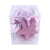 6Pcs/Set 7cm Christmas Tree Ornaments Plastic Glitter Mini Christmas Tree Five-pointed Star 6 Colors Xmas Hanging Ornaments