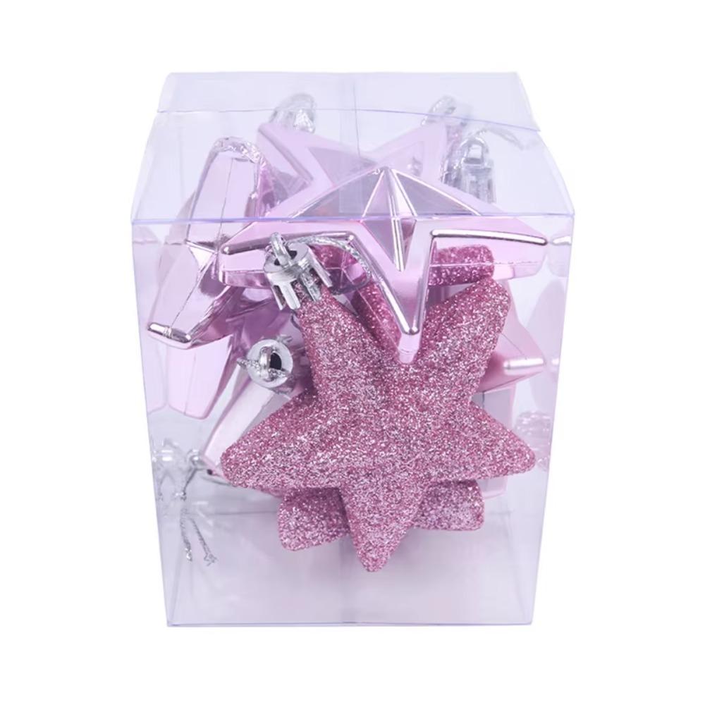 

6Pcs/Set Glitter Mini Christmas Tree Ornaments 7cm Xmas Hanging Ornaments Home Decoration рожевий