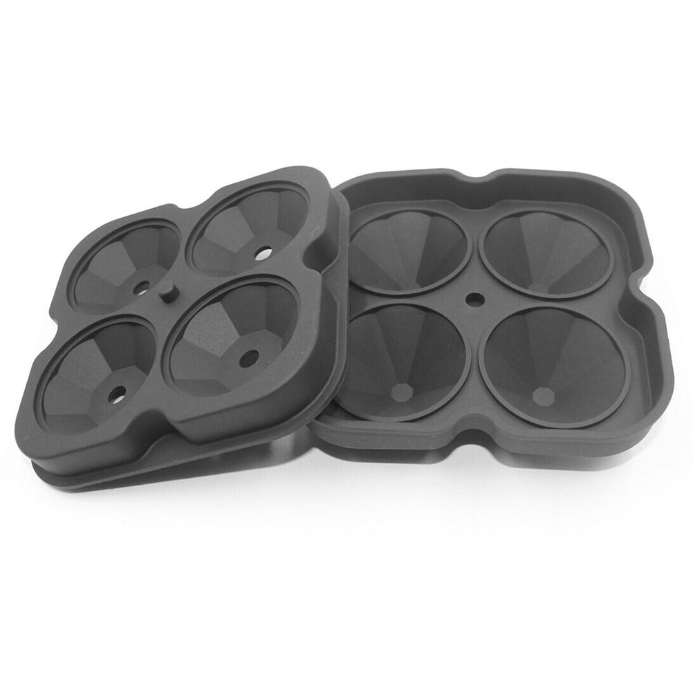 4 Cavity Diamond Shape 3D Ice Cube Mold Black Silicone Chocolate Candy Cake Baking Mold Kitchen Tool Reusable Non Stick Easy