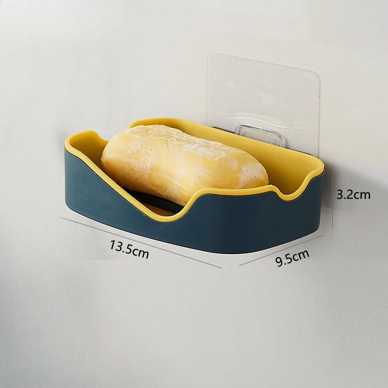 Double-layer Bathroom Soap Box Rack, Bathroom Draining Storage Rack, Household Wall-mounted Soap Box Without Drilling