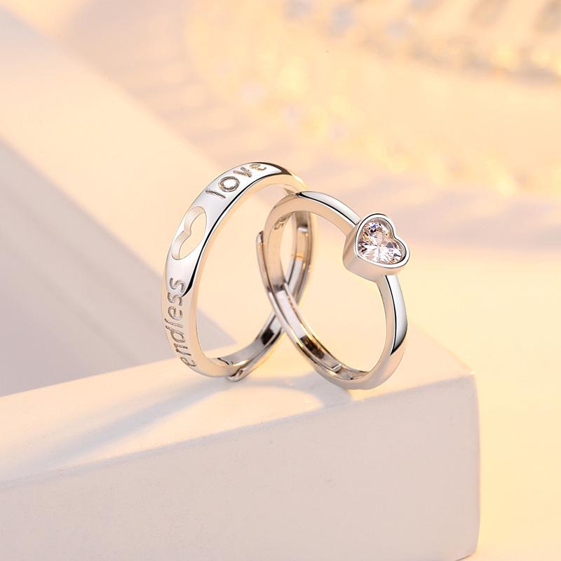 Adjustable Matching Heart Couple Rings for Men and Women - Unique Design