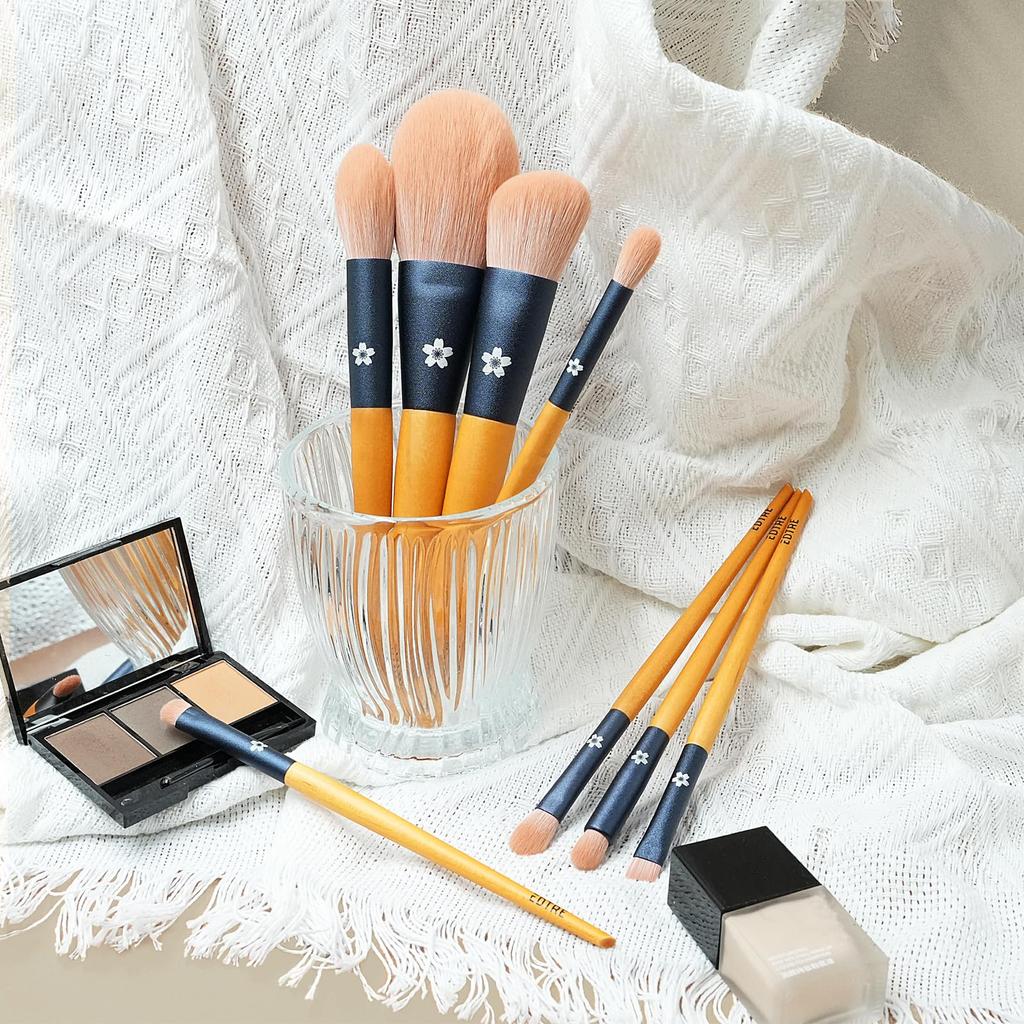 EDTRE Makeup Brush Perfect for Includes DuPont Paper Cosmetic Perfect as a Pink 8-Piece Set, Beginners, Pouch, Eco-Friendly Materials, Gift,
