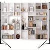 The multifunctional white bookshelf and office background are very suitable for video conferencing and home decoration