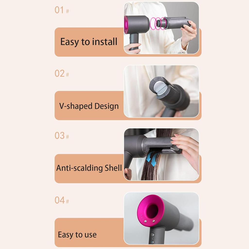 Hair Straightener Attachment Nozzle Compatible with Dyson HD01 HD02 HD03 HD04 HD08 HD15 Supersonic Hair Dryer,Professional Hair straightening