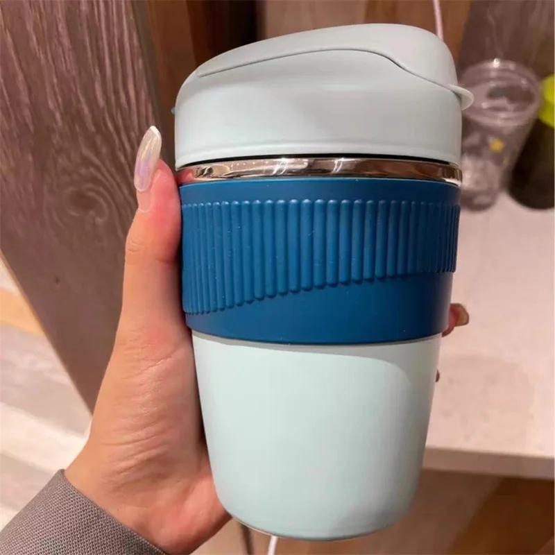 

350ML/480ML Thermos Coffee Flask Straw Cup 316 Stainless Steel Vacuum Flasks Travel Water Bottle Instant Drink Mugs 350ML білий