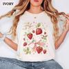 Vintage Strawberry T-shirt Cottage Core Comfort Colours Shirt Coquette Bow Floral Strawberries Tshirt Summer Fruit Tees Country Garden Gifts
