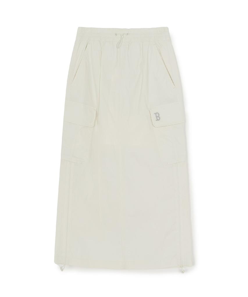 Emelbi Women'S Gorpcore Shirred Cargo Long Skirt Bos (D.Cream)