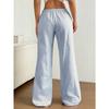 New Summer Striped Straight Trousers  Casual  Versatile  Lace-up  Fashionable  Loose  Wide-legged for Women