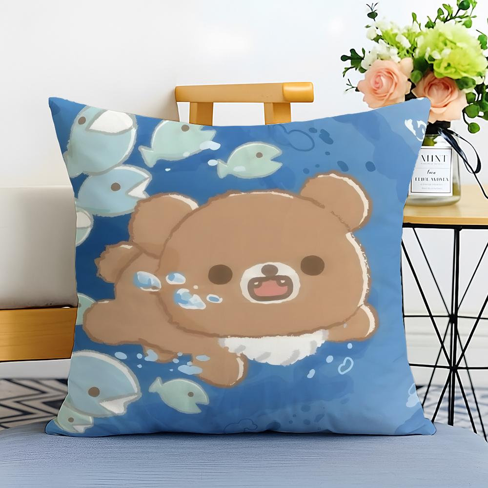 RRilakkuma Cushion Cover Washable Linen Pillowcase Soft  for Sofa Bed Cozy Home Room Decor