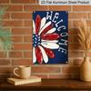 2D Flat Patriotic Flower Welcome Metal Sign, 8×12 Inch Aluminum Wall Art, American Flag Daisy Design, Durable Decor for 4th of July, Memorial Day