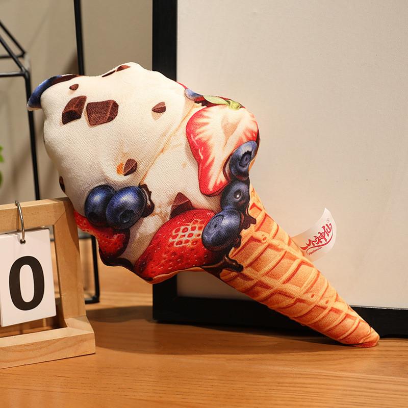 

Plush Strawberry Ice Cream Pillow With Soft Short Pile For Kids And Gifts Blue Red,20cm
