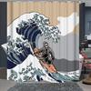 Artistico Blu Navy La Grande Onda Tenda da Doccia Giapponese Asiatica Kanagawa Anime Pittura Decor Impermeabile Set di Tende da Bagno