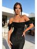 2026 European Sequin One-Shoulder Slit Dress - Women's Casual Fashion