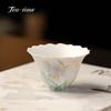 Hand-Painted Iris Tea Cup Handmade Ceramic Cups Teacups Puera Chinese Beautiful Drinking Pottery Porcelain Kung Fu Teacup Maker