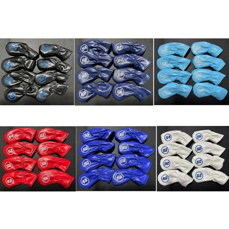 8Pcs Golfs Iron Head Cover Thick PU Leather Embroidered Number Golfs Head Cover Replacement Headcover Protective Cover