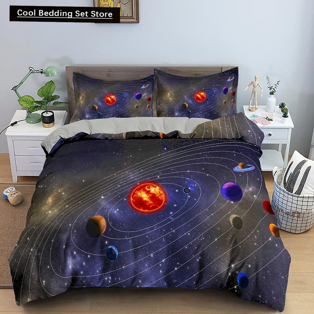 3D Galaxy Duvet Cover King Double Twin Queen Full 2/3pcs Bedding Set Universe Outer Space Themed Starry Polyester Quilt Cover