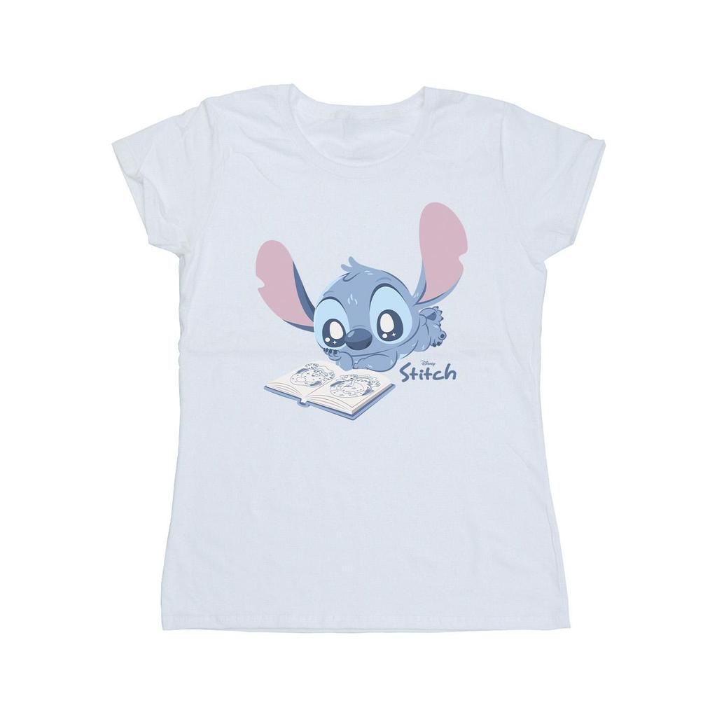 Lilo & Stitch Womens/Ladies Reading Lying Down Cotton T-Shirt