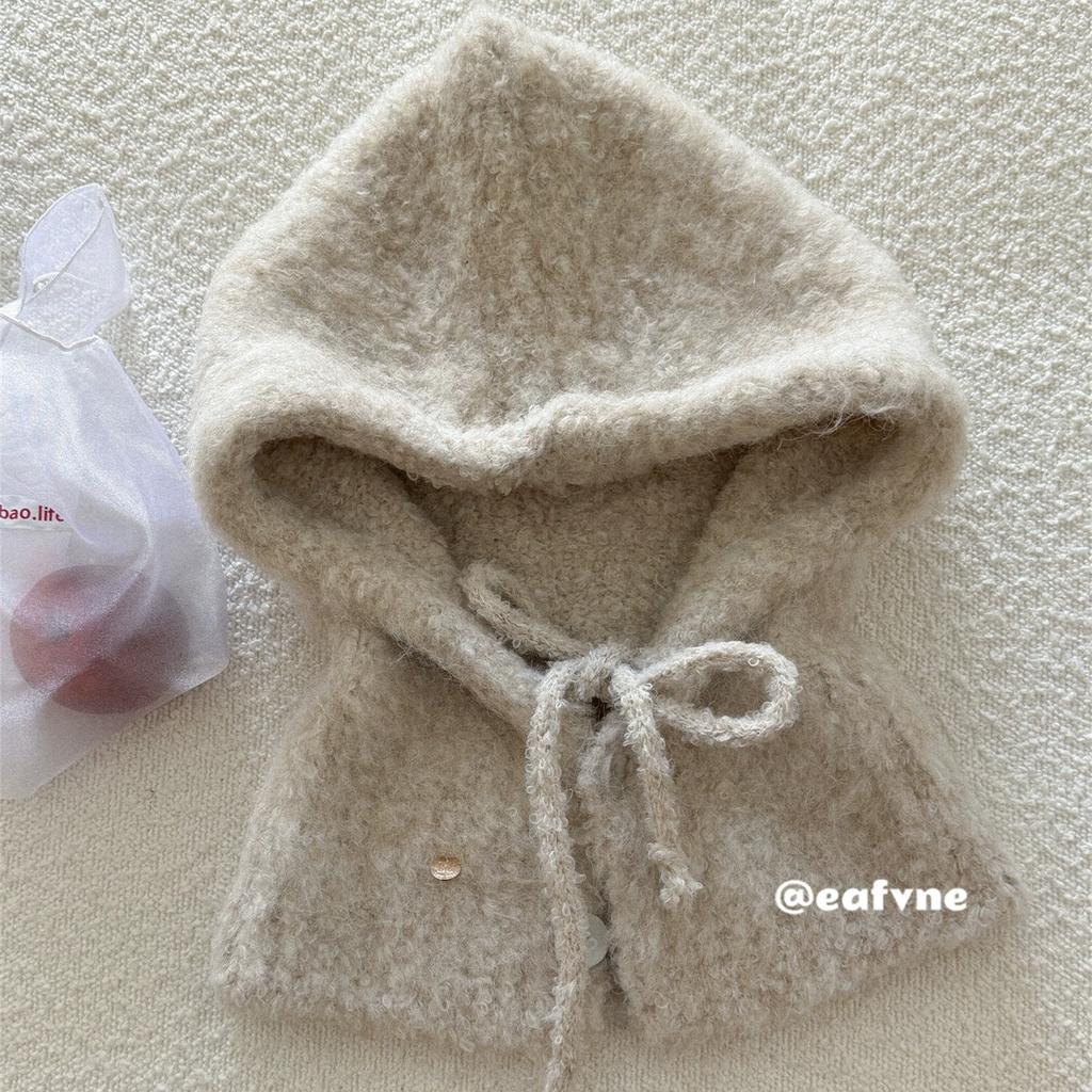 Han Dan~ Lazy circle hair hooded shawl integrated balaclava hat women's autumn and winter niche warm knitted hat