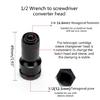 2PCS 1/2 Inch Square Drives To 1/4 Inch Hex Female Socket Adapter Converters Chuck