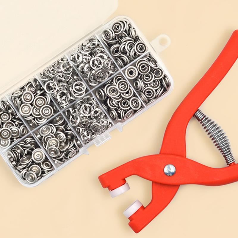 

1 комплект - Инструмент для установки пятизубцовой пряжки, инструмент для установки металлической пряжки (50 комплектов пятизубцовых пряжек+инструменты+коробка для хранения)