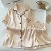 French High-Value Simple Love Jacquard Design Feeling Ice Silk Pajamas Women'S Short-Sleeved Set Loungewear
