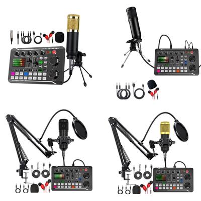 Professionelles F998 Soundkarten- & BM800 Mikrofon-Set mit Windschutz & verstellbarem Ständer für Podcasting und Musikaufnahme
