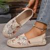 Antypoślizgowe Buty Vintage Damskie Lniane Buty Nowy Chiński Styl Styl Narodowy Drukowane Buty z Trawy Plecione Miękka Podeszwa Antypoślizgowe Buty dla Mamy